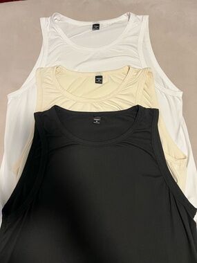 Everyday Scoop Neck Tank Top - Set of 3 (White, Cream, Black)